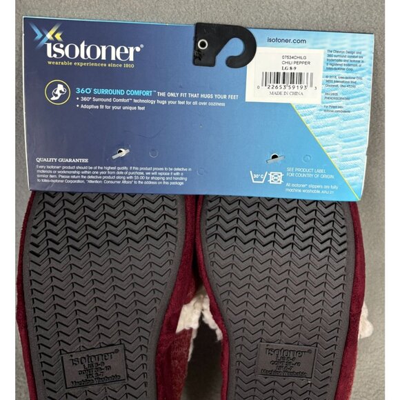 Isotoner Women's Marisol Closed Back Slippers Red Chili Pepper Size L 8/9 NWT's - Picture 8 of 8
